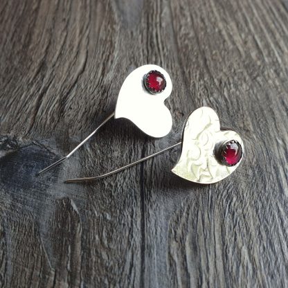 Garnet set heart earrings