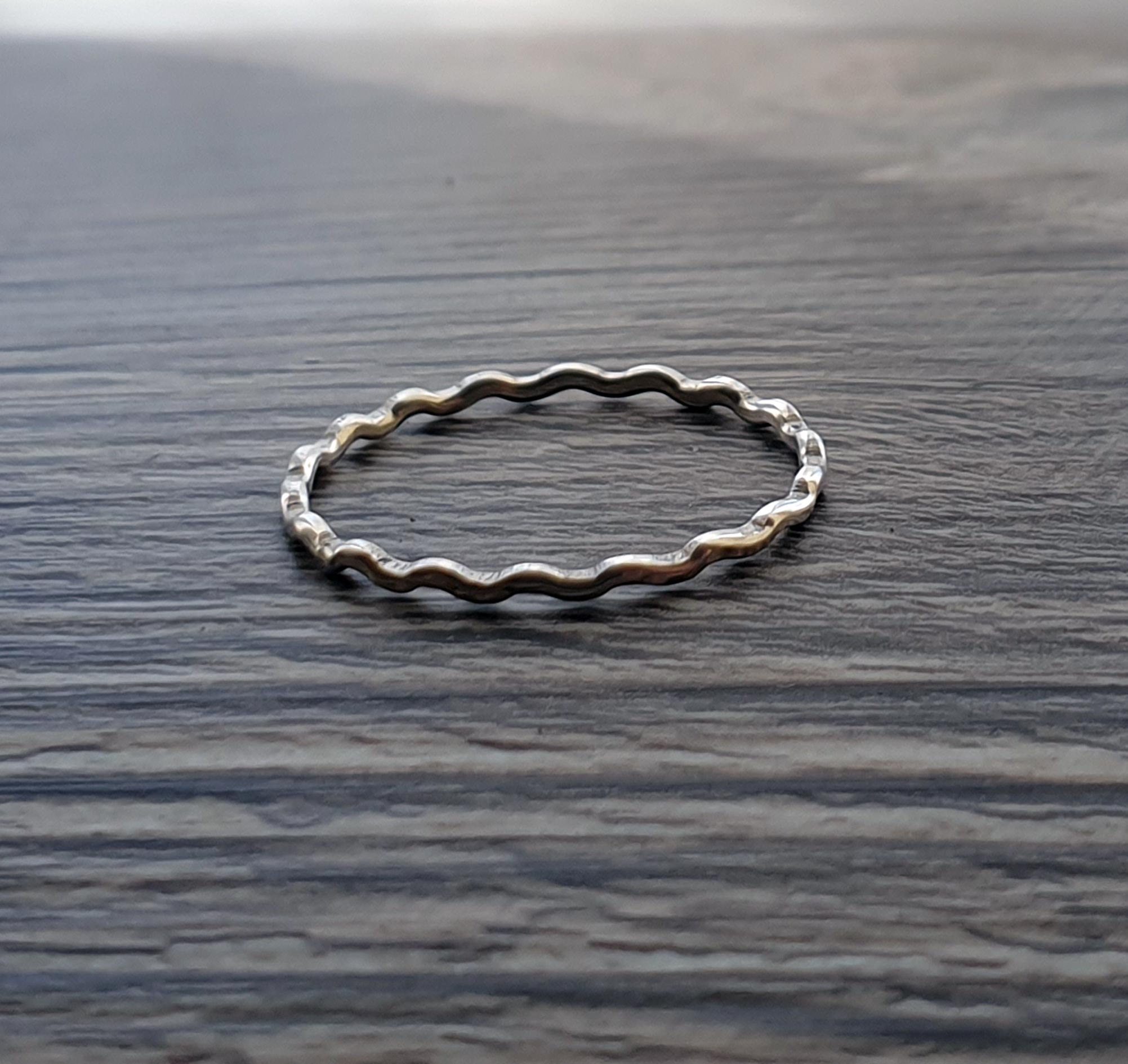 Ripple stacking ring with hammered finish